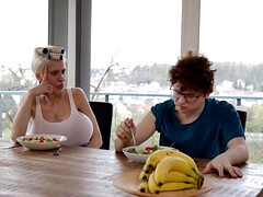 デカチン, デカパイ, ブロンド, フェラチオ, 熟年, 淫乱熟女, 現実, ストッキング