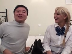 アジア人, ブロンド, フェラチオ, 中出し, Hd, 異人種間, 日本人, スカート