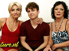 Rubia, Madura, Polla, Maduro, Coño, Montar, Medias largas, Trio