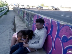 Brunette Girl Gets Her Pussy Fucked Hard On The Highway