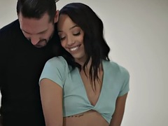 美女, 黒人, 黒人, エロティック, なめる, オッパイの