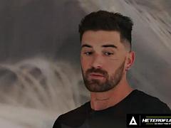 HETEROFLEXIBLE - Kinky Chris Damned PREPARES Harley Xavier  Adam Awbride For Double-Ended Dildo