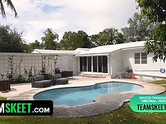 ぽっちゃり, デカパイ, ブロンド, なめる, オマンコ, 義母, 三人, オッパイの