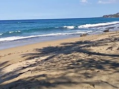ビーチ, デカパイ, オナニー, 熟年, 淫乱熟女, 一人, オッパイの, おもちゃ