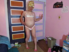 Girl in panties posing for penis