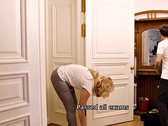 デカパイ, カップル, オナニー, 熟年, ロシア人, 剃毛, シャワー, 生徒