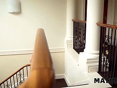 MILF April Velvet and her horny neighbor Paul Jones share a hot milkshake & a hard cock