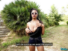 Huge Natural Ebony Breast Swinging 1 - Public Agent