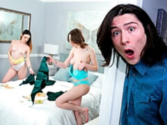 ベッドルーム, フェラチオ, 茶髪の, 女 人男 人, ハードコア, アウトドア, ストッキング, ティーン