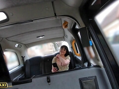 Nerdy Italian GF with glasses and juicy big tits and plump ass takes a wild ride in fake taxi