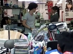 Asian in too short skirt ! even other girls are groping her ass at work !