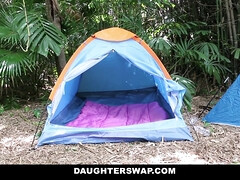 Stepdaughters swap & fuck stepdads on camping trip with natural tits & cowgirl skills