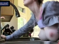 fucked over the kitchen sink