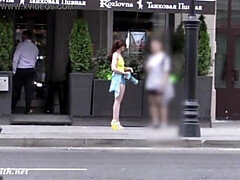 Jeny Smith walks in public with transparent shorts. Real flashing moments