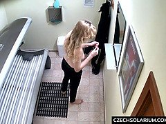 Slow Pussy Masturbation in Solarium Tube