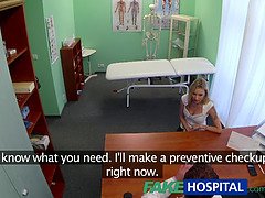 Naughty Czech patient with blonde hair begs for a reality check in fake hospital